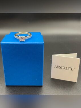 NIB Never worn HSN absolute cz gold vermeil princess cut eternity ring size 10